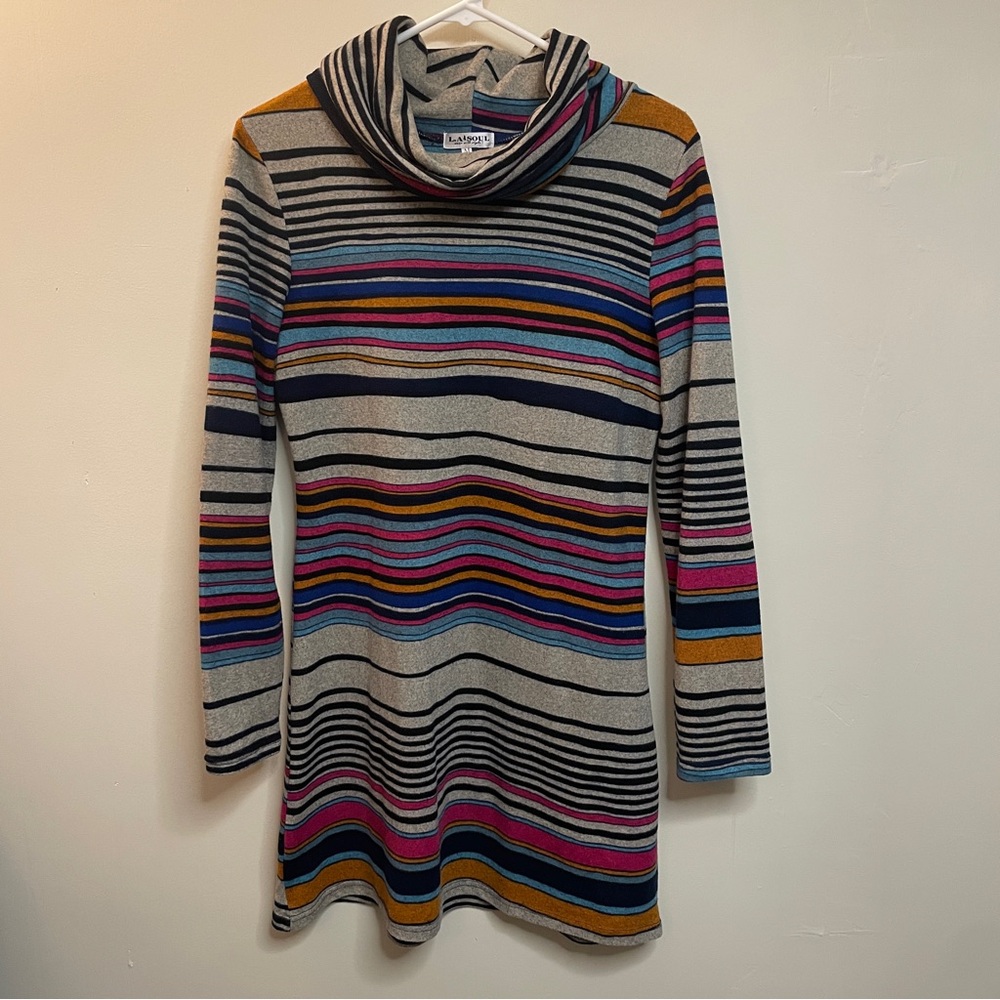 LA Soul Multicolor Striped‎ Cowl Neck Sweater Size Medium